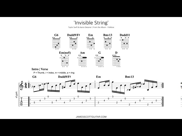 How to Play 'Invisible String' - TAB Included 