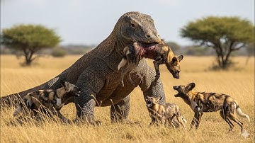Giant Komodo Dragon Attacks African Wild Dogs | Shocking Wildlife Scene