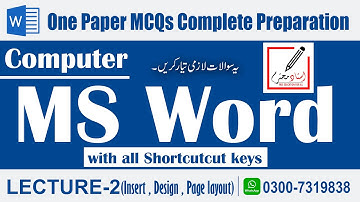 MS Word Interface and Tabs MCQs for One Paper Preparation - Lecture 02