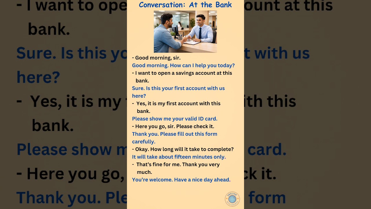 Opening a Savings Account at the Bank | Easy English conversation for beginners