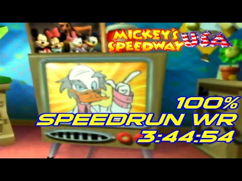 【WR】Mickey's Speedway USA: 100% Speedrun in 3:44:54 (No Commentary)