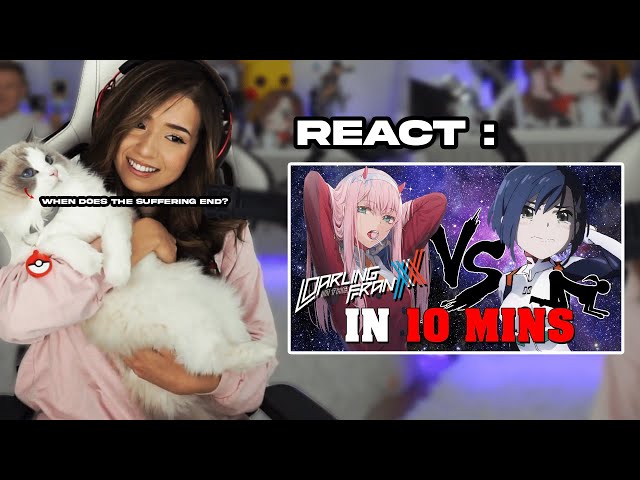 Pokimane reacts to Darling in the FranXX IN 10 MINUTES by Gigguk class=