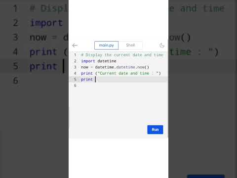Python program to display the current date and time. #python #shortsviral