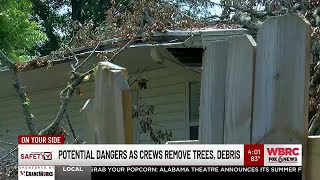 Potential dangers as crews remove trees, debris