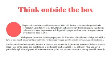 Thinking Outside the Box with CSS Shapes | Shape outside circle | Web Development Skills