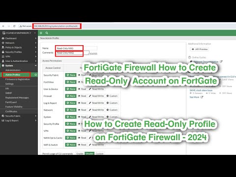 FortiGate Firewall : How to Create Read-Only Account | Read-Only Profiles Policy | English | 2024