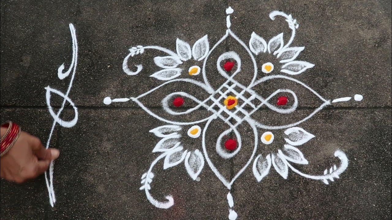 2 min Rangoli Designs3x1 dots Easy & Small MugguluDaily Kolam ...