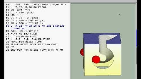Fräsning av en kon 5-axligt md Heidenhain TNC530 TCPM Valter Isander, grafik
