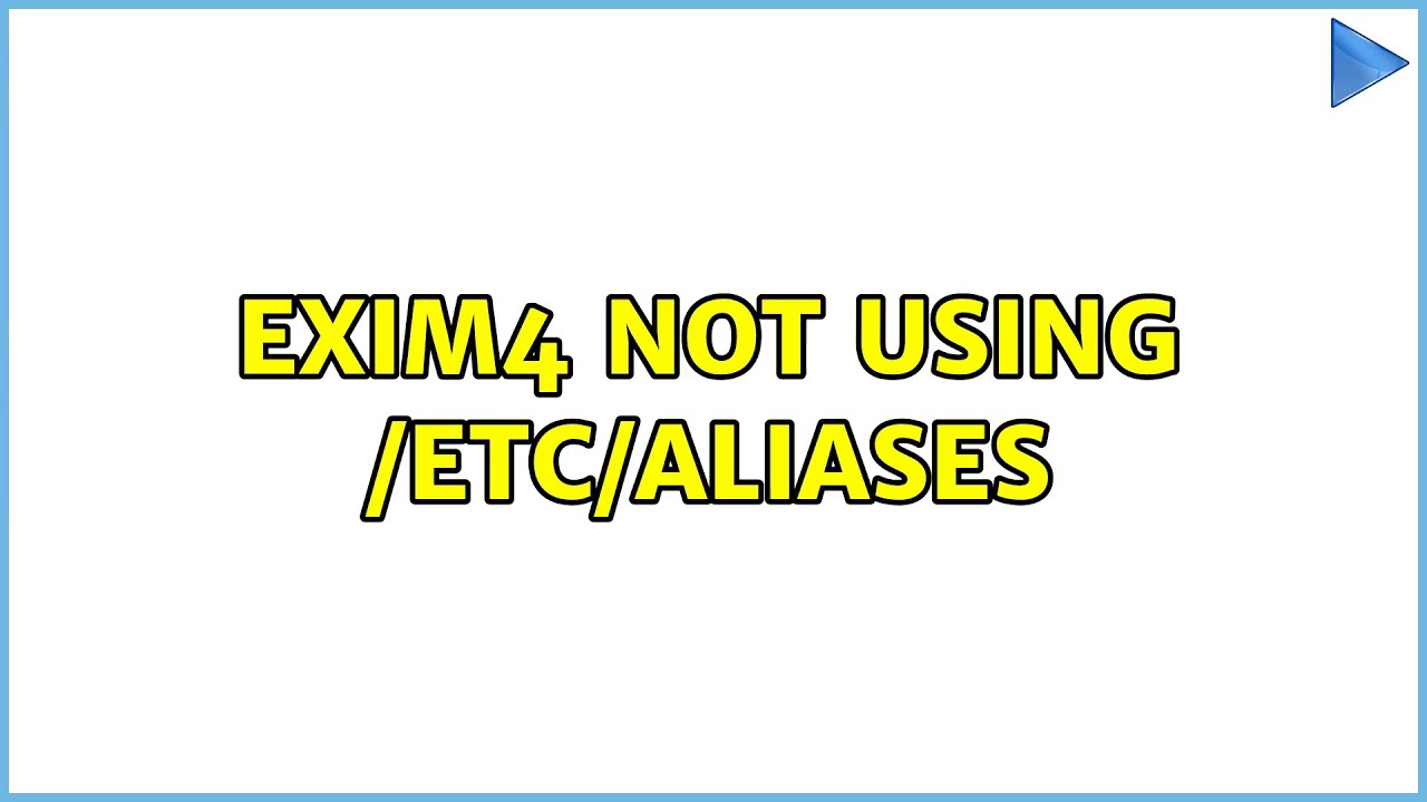 Exim4 not using etcaliases 2 Solutions