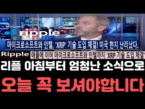   리플전망 리플 마이크로소프트와 인텔까지 XRP 기술 계약 체결 소식이 나왔습니다 오늘 영상은 꼭 보셔야합니다 리플전망 리플호재 리플급등 리플코인 리플소송 리플시세