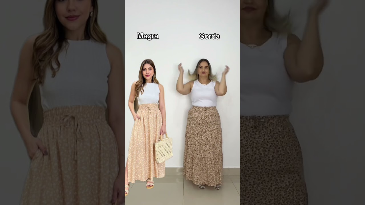 Look plus size fashion com saia longa estampa da florida, look fashion midsize 