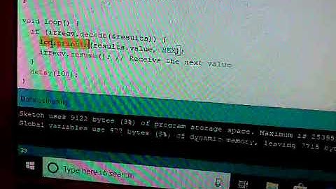 Programmed arduino uno to receive Infrared signals decode the signal into hexadecimal and display it