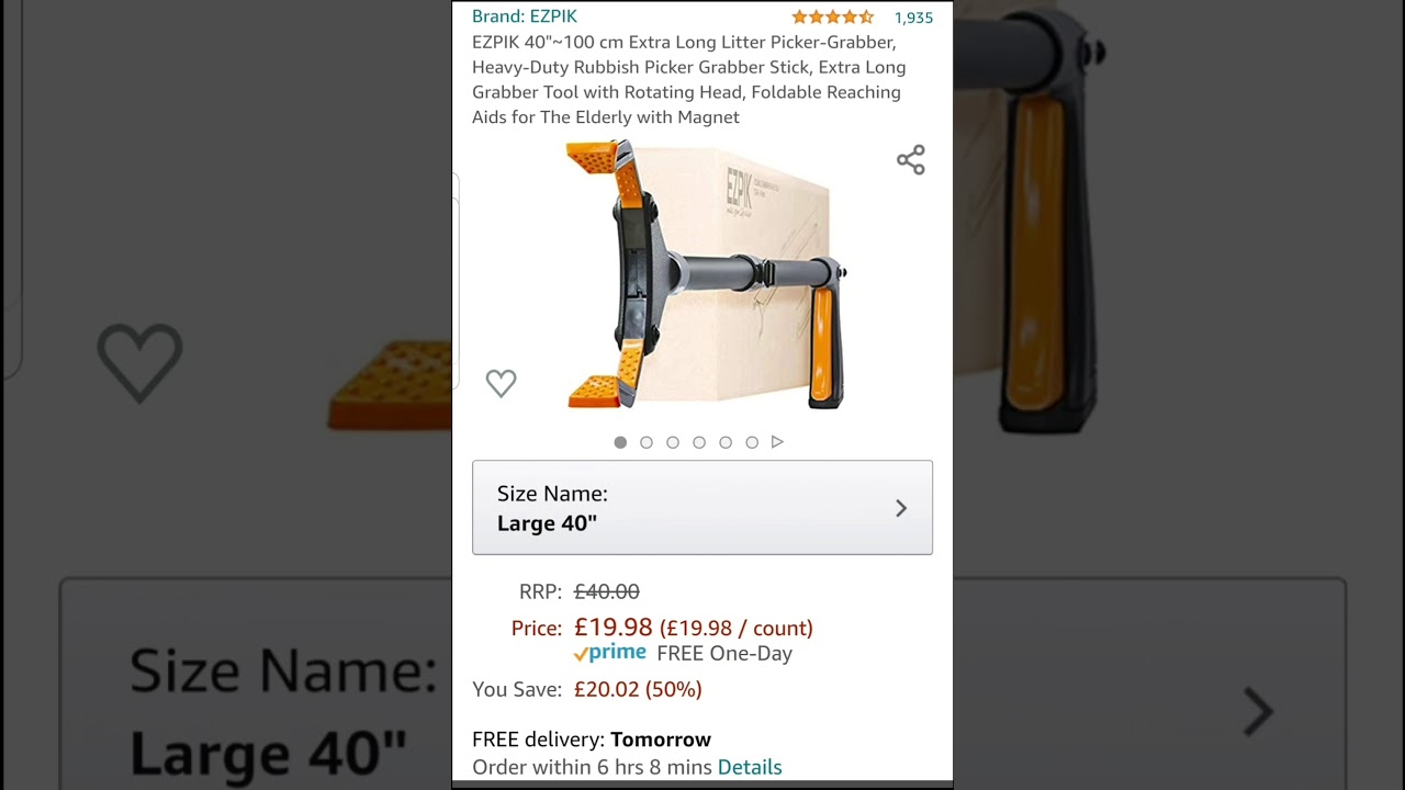 EZPIK 40" foldable litter picker / grabber