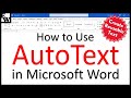 How to Use AutoText in Microsoft Word