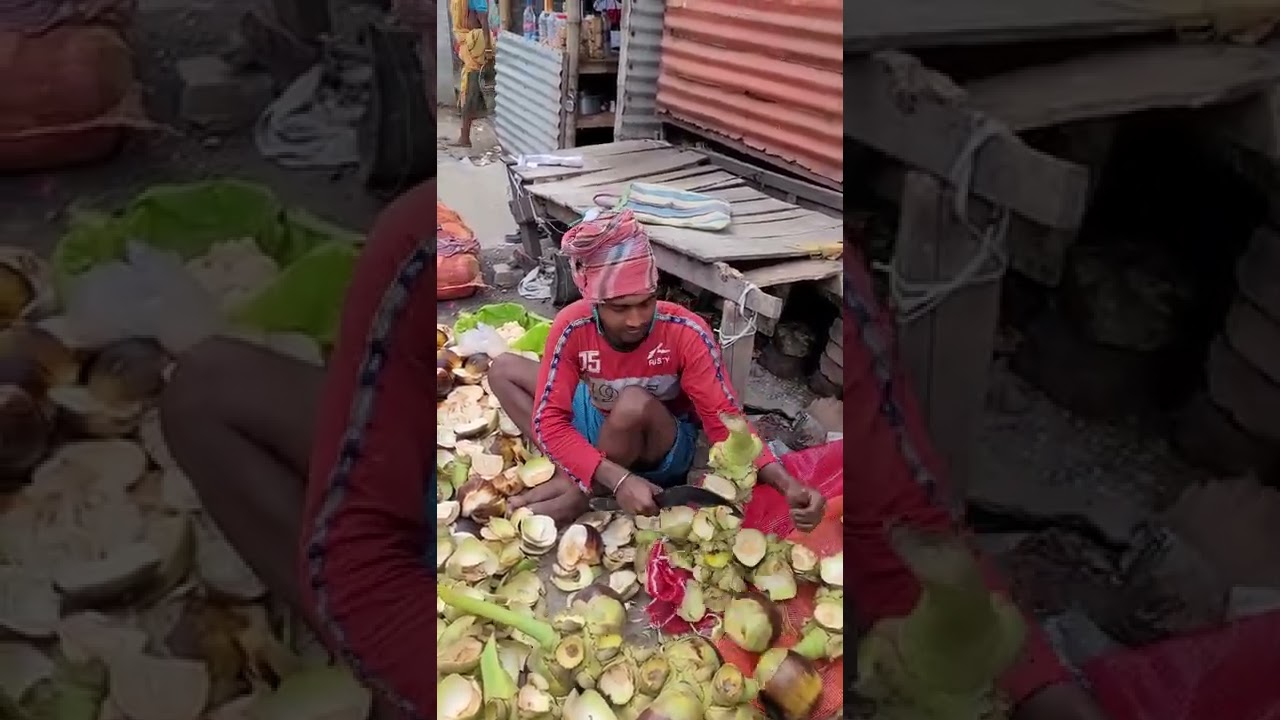 Amazing Skill To Cut Open Edible Jelly Seeds (Talsash) Of Palm Fruit