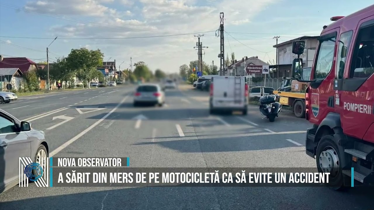 A SĂRIT DIN MERS DE PE MOTOCICLETĂ CA SĂ EVITE UN ACCIDENT