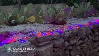 Guirlande de Noël lumineuse extérieure clignotante 8m 128 LED rouge et bleu vidéo