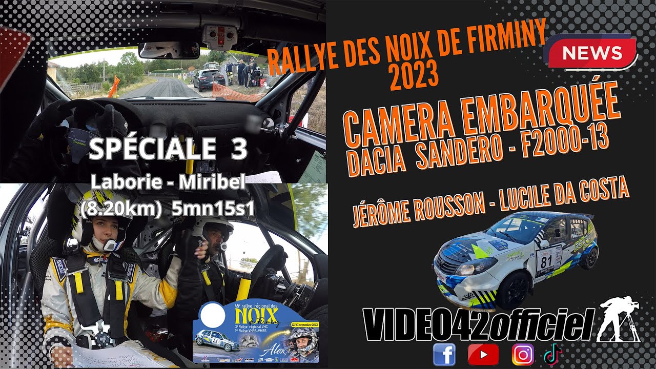 🚀💥 Rallye des Noix de Firminy 2023 on board ES3 Dacia Sandero  Rousson/Da Costa par video42officiel