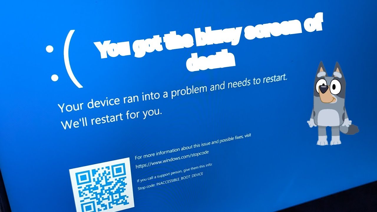 BSOD bluey screen of death (fan made) parody of windows bsod blue ...