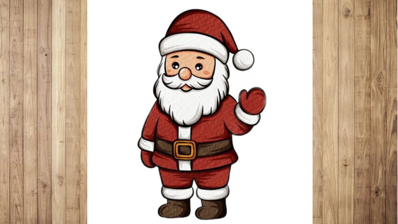 Простой рисунок на Рождество | Рисунок Санта-Клауса | Рождественский рисунок