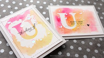 Card Making Watercolor with Drawing Gum Liquid Frisquet and Masking Paper by Kristina Werner