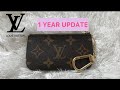 LOUIS VUITTON KEY POUCH CLES | 1 Year Update, Wear &amp; Tear, What Fits &amp; Review // BEST SLG?!