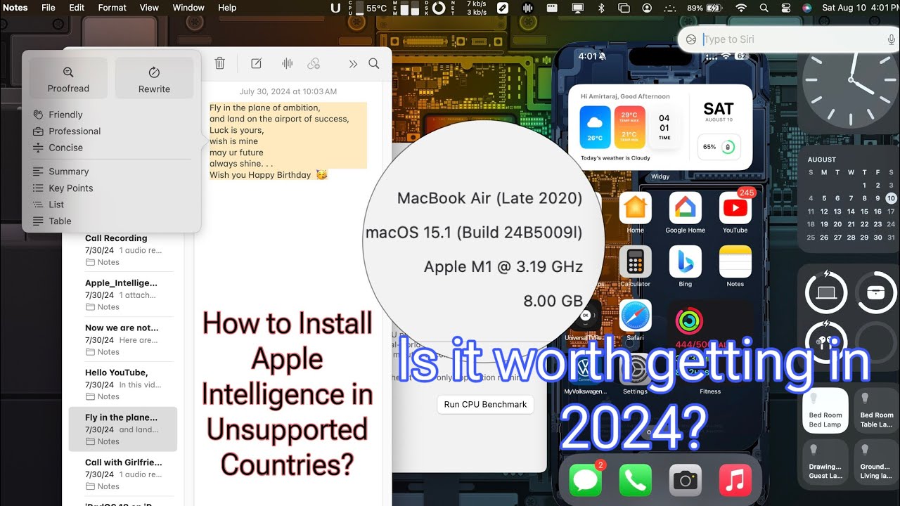 Apple Intelligence on MacBook Air M1 in 2024 - YouTube