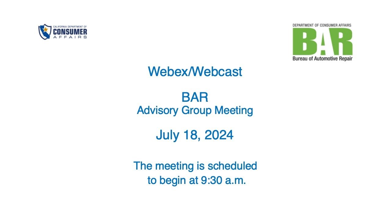 BAR Advisory Group Meeting - July 18, 2024