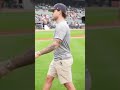 Alex DeBrincat throws the first pitch at the Detroit Tigers game