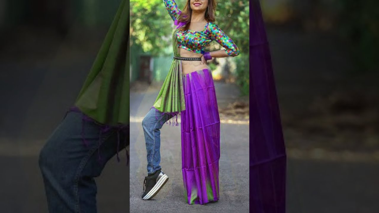 How to style Saree with Jeans | How to wear Saree with Jeans #shorts  #ashortaday #youtubeshorts - YouTube