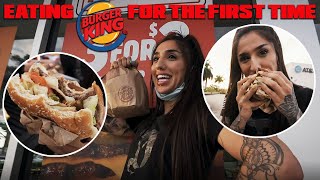 BAKHAR NABIEVA EATS BURGER KING FOR THE FIRST TIME | BEST BURGER EVER 🤔