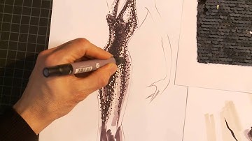 How to hand render sequins on a stunning, floor length evening gown