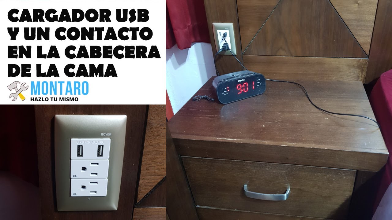 Como instalar un cargador USB y contactos en la Cabecera - YouTube