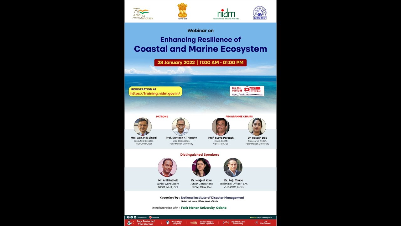 Webinar on Enhancing Resilience of Coastal and Marine Ecosystem.| DISASTER IN INDIA | MHA | DRR |