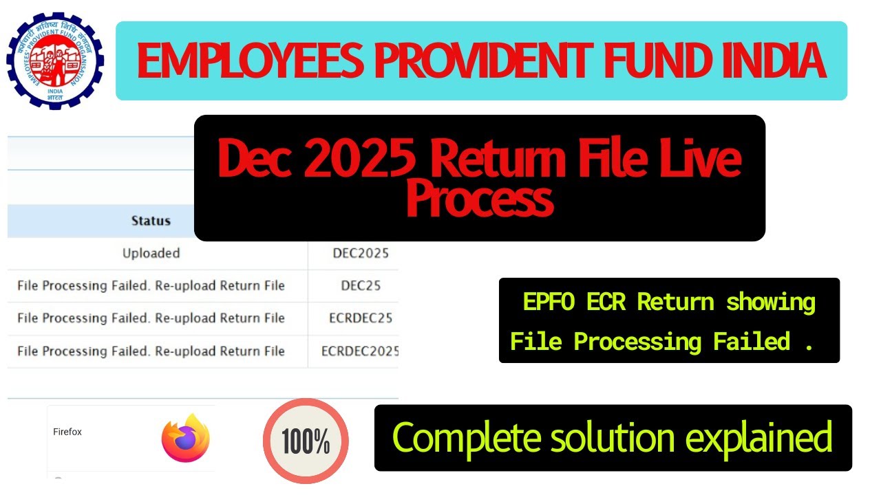 ECR Return Showing “File Processing Failed” – December 2025 | LIVE 100% Working Solution ✅