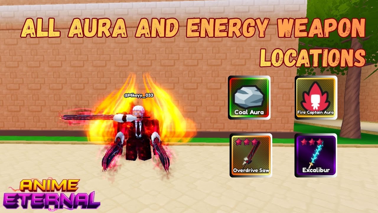 All Aura and Energy Weapon Locations World(1-34) in Anime Eternal