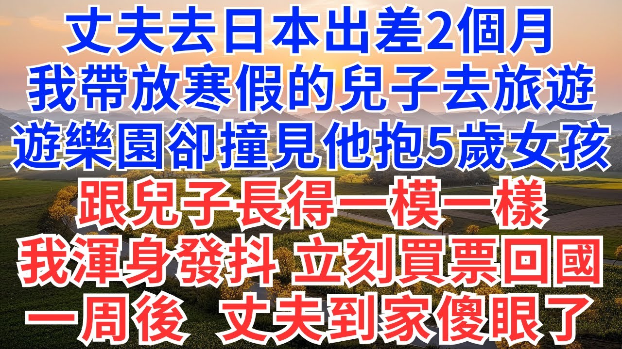 丈夫去日本出差2個月，我帶放寒假的兒子去旅遊，卻在遊樂園撞見他抱個5歲女孩，跟兒子長得一模一樣，我渾身發抖，立刻買票回國，一周後，丈夫到家傻眼了！#為人處世#正能量#故事分享#生活經驗