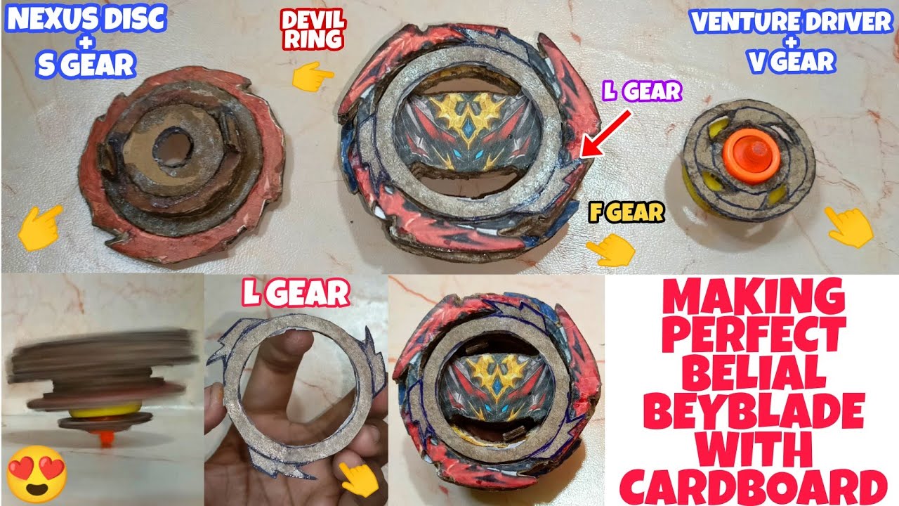 😨 Making L gear for Devil Belial with cardboard | Cardboard💥Perfect Belial💥 beyblade making 😍
