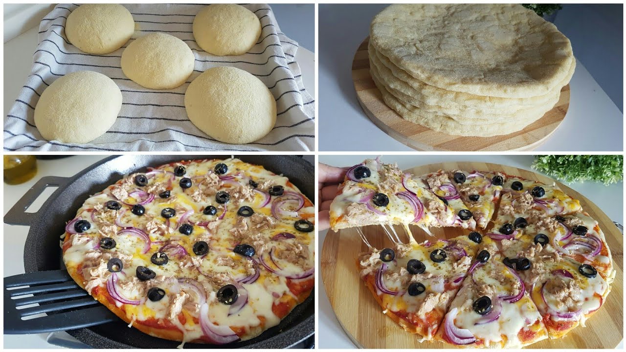 العجينة ديال بيتزا اللي غادي تريحك في المقلاة بدون فرن بدون دلك احتافظي بيها في المجمد رطبة و خفيفة👌