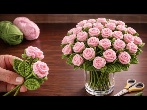 “Crochet Roses That Look Like Real Flowers 😍 | Beginner Friendly”🌸 Easy Crochet Flower Tutorial”