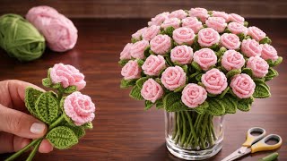 “Crochet Roses That Look Like Real Flowers 😍 | Beginner Friendly”🌸 Easy Crochet Flower Tutorial”