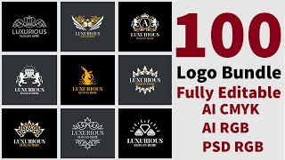 100 Editable Logo  Bundle Download In CMYK And RGB Color |Sheri Sk| |Photoshop Tutorial|