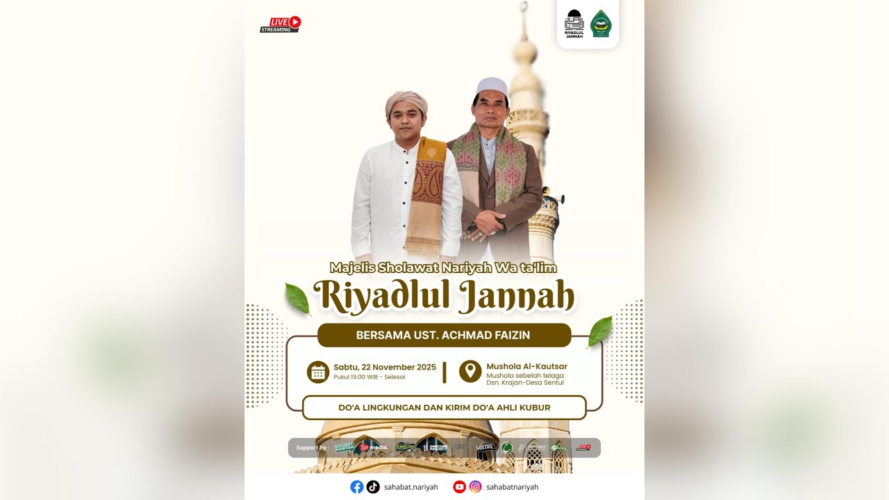 🔴LIVE | Majelis Sholawat Nariyah Wa Ta'lim Riyadlul Jannah, bersama Cak Jarwo IQSAS & Gus Zain Baiq