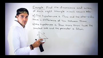 Quadratic Equation Word Problem (Find Dimensions of Right Triangle given Characteristics)