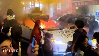 Self-Driving Taxi Torched By Mob In San Francisco | Insider News