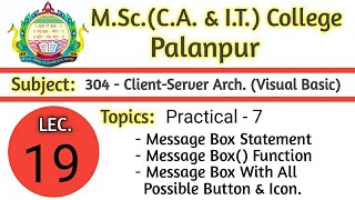 304 | L19 | VB |  Practical-7 |  VB Program for Various Icon and Buttons of Message Box | By NSP Wealth