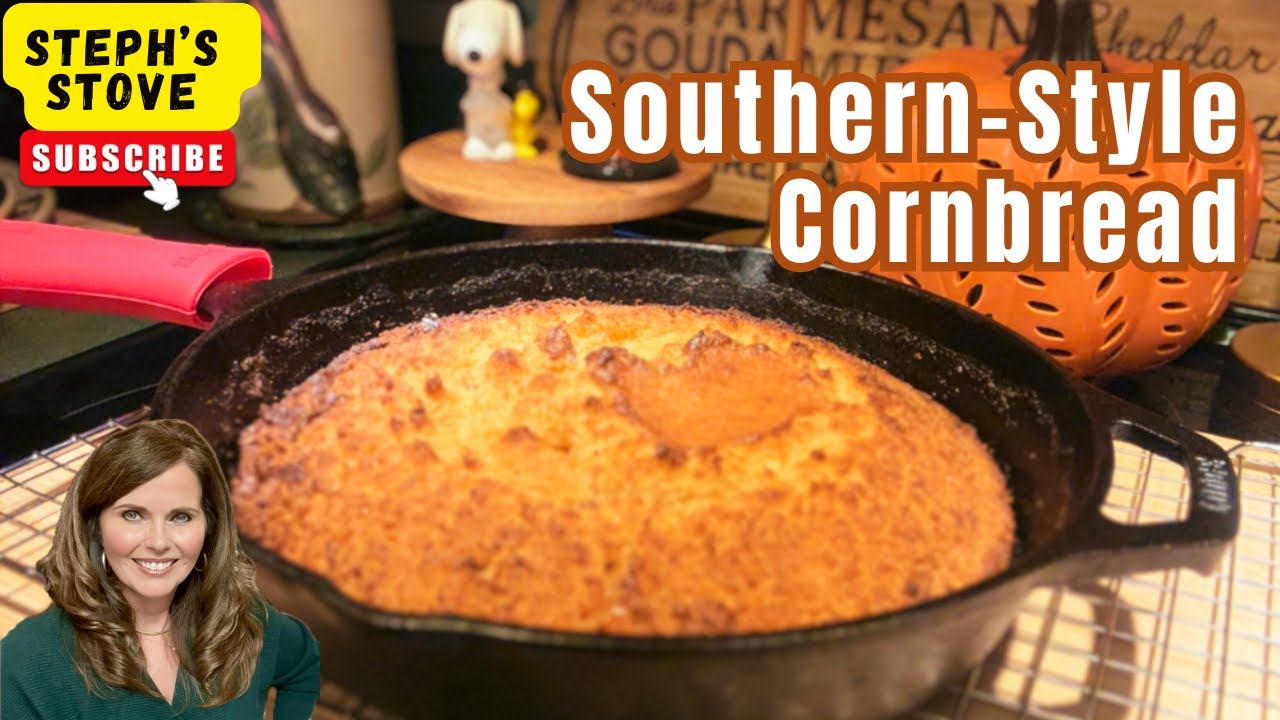 Рецепт кукурузного хлеба в южном стиле | Хрустящие края, сочная серединка, идеальная чугунная фор...