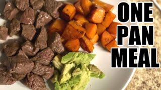 ONE PAN STEAK BITES WITH SWEET POTATOES | Easy Steak & Potatoes Recipe