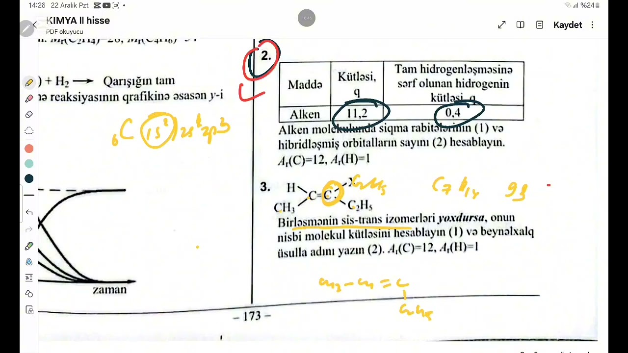 2025 kimya test toplusu alkenler,alkadienler ətraflı izah tələb olunanlar