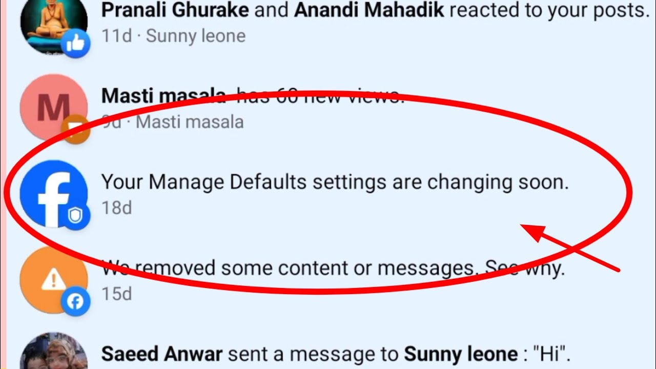 Your manager default settings are changing soon Facebook Notification 